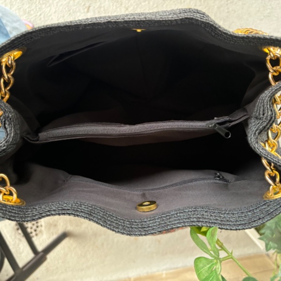 NWT Black Straw Saks Fifth Avenue Bag - Picture 4 of 5